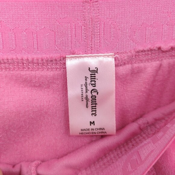 Juicy‎ Couture Pink Velour Sleep Pants M Logo Waist Y2K Lounge Cozy Soft Barbie - Picture 5 of 6